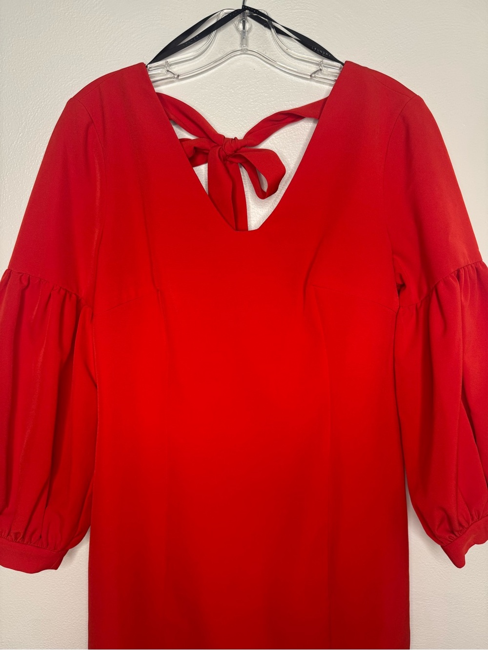Laundry By Shelli Segal Special Occasion V-Neck Red Balloon Sleeve Mini Dress - Picture 5 of 9